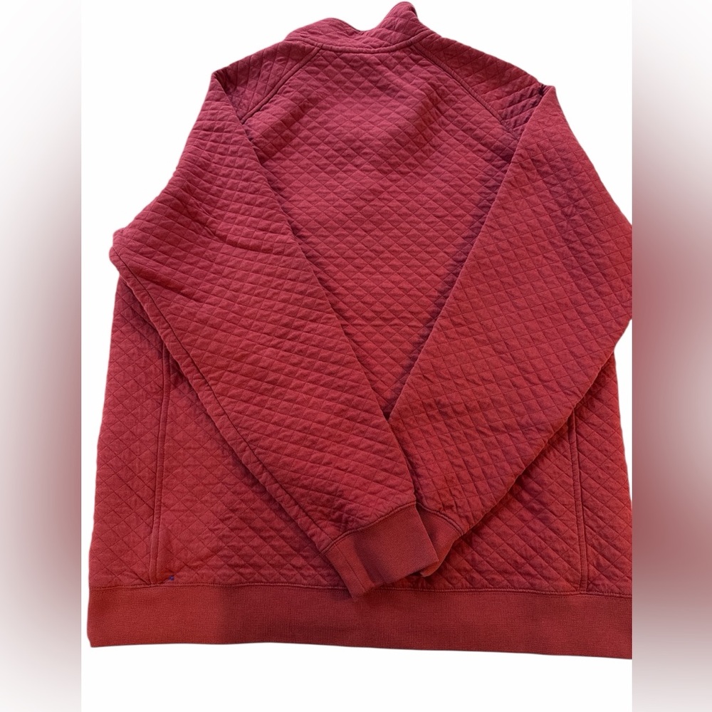 L.L. Bean Quilted Snap Neck Pullover XL Tall Brick Red Sweatshirt - Picture 2 of 6